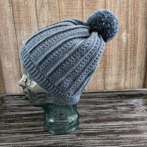 Handmade Crochet Blue Pom Pom Beanie Winter Hat